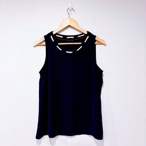 TOMMY HILFIGER – Navy Eyelet Lace-Up Camisole | Nautical Chic Top | Medium *